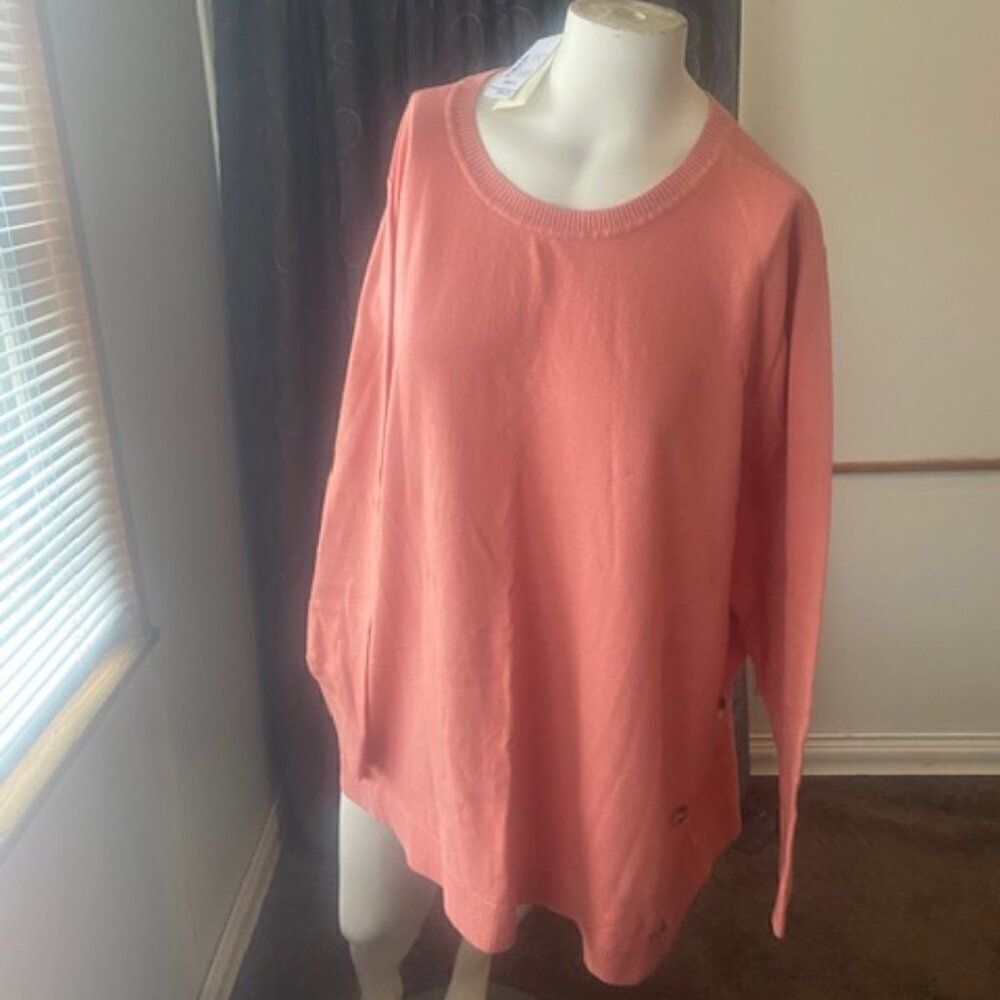 CJ Banks Coral Knit sweater with buttons on the side, size 3X